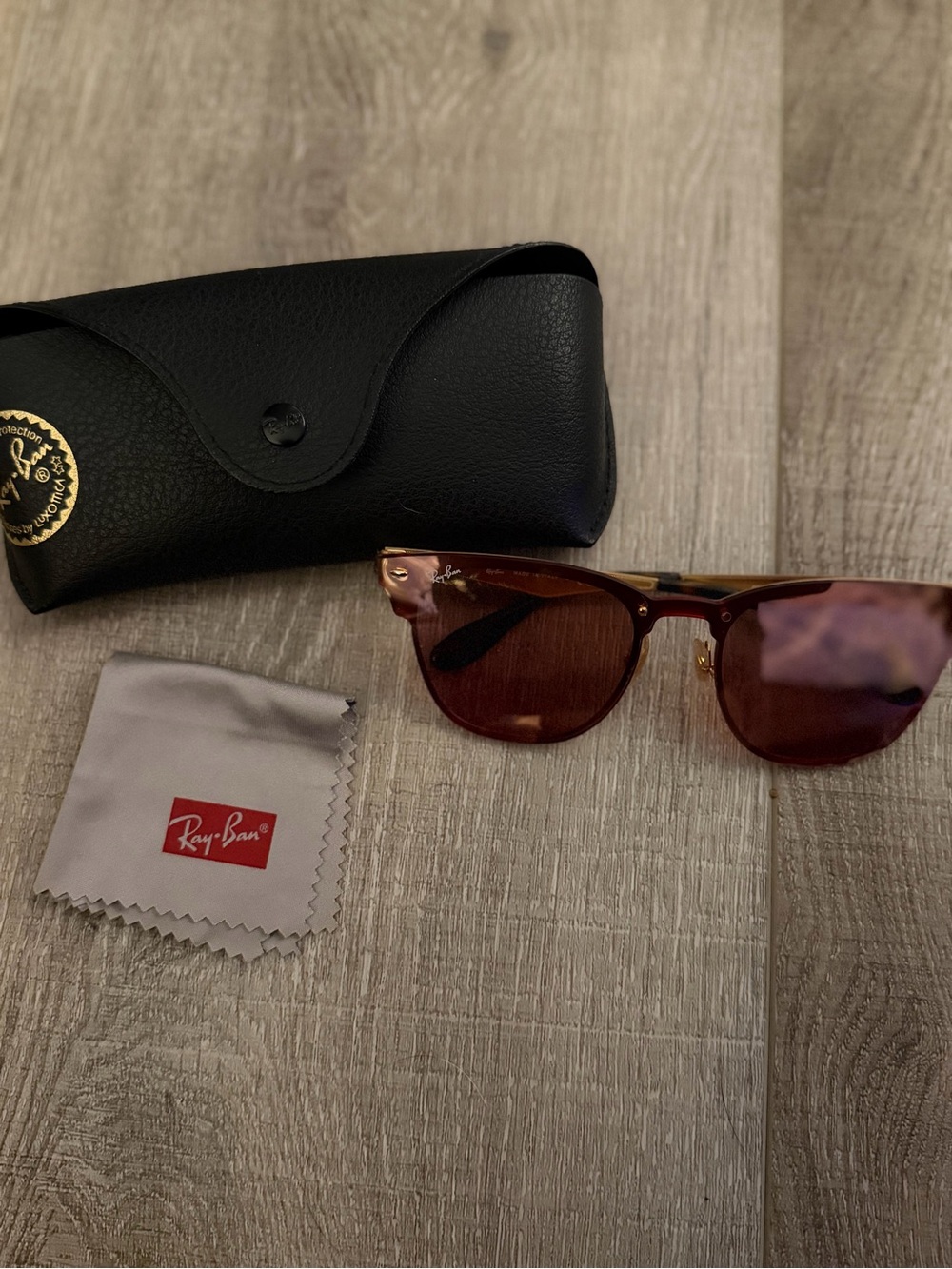 Ray-Ban Pink and Gold Mirror Sunglasses